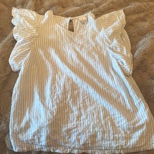 White and light blue striped shirt
